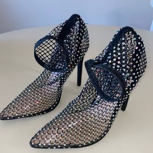 Rhinestone Net Heels